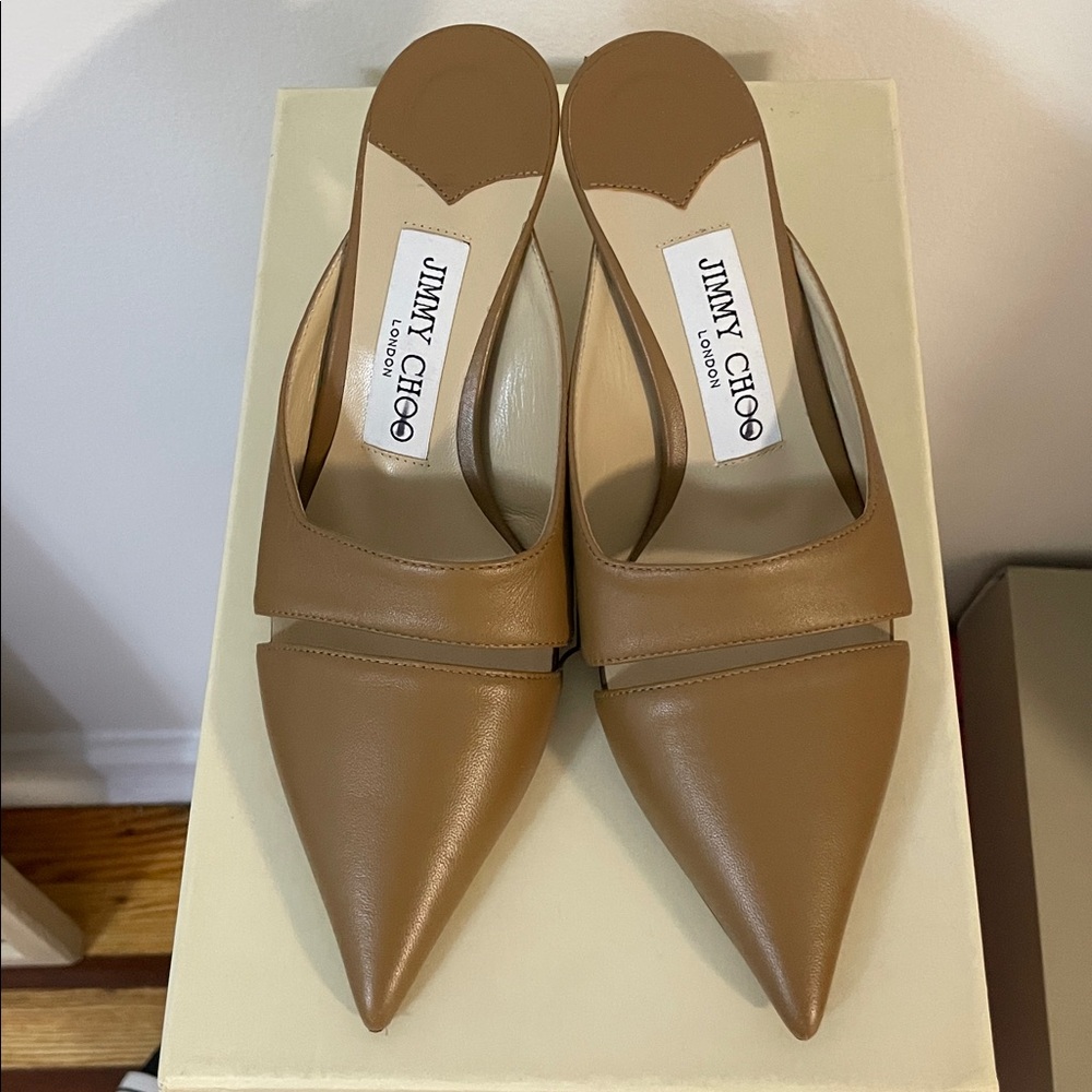 Jimmy Choo Zalea 65 Nappa Leather Mules Color Camel 34.5 - US 4.5/5